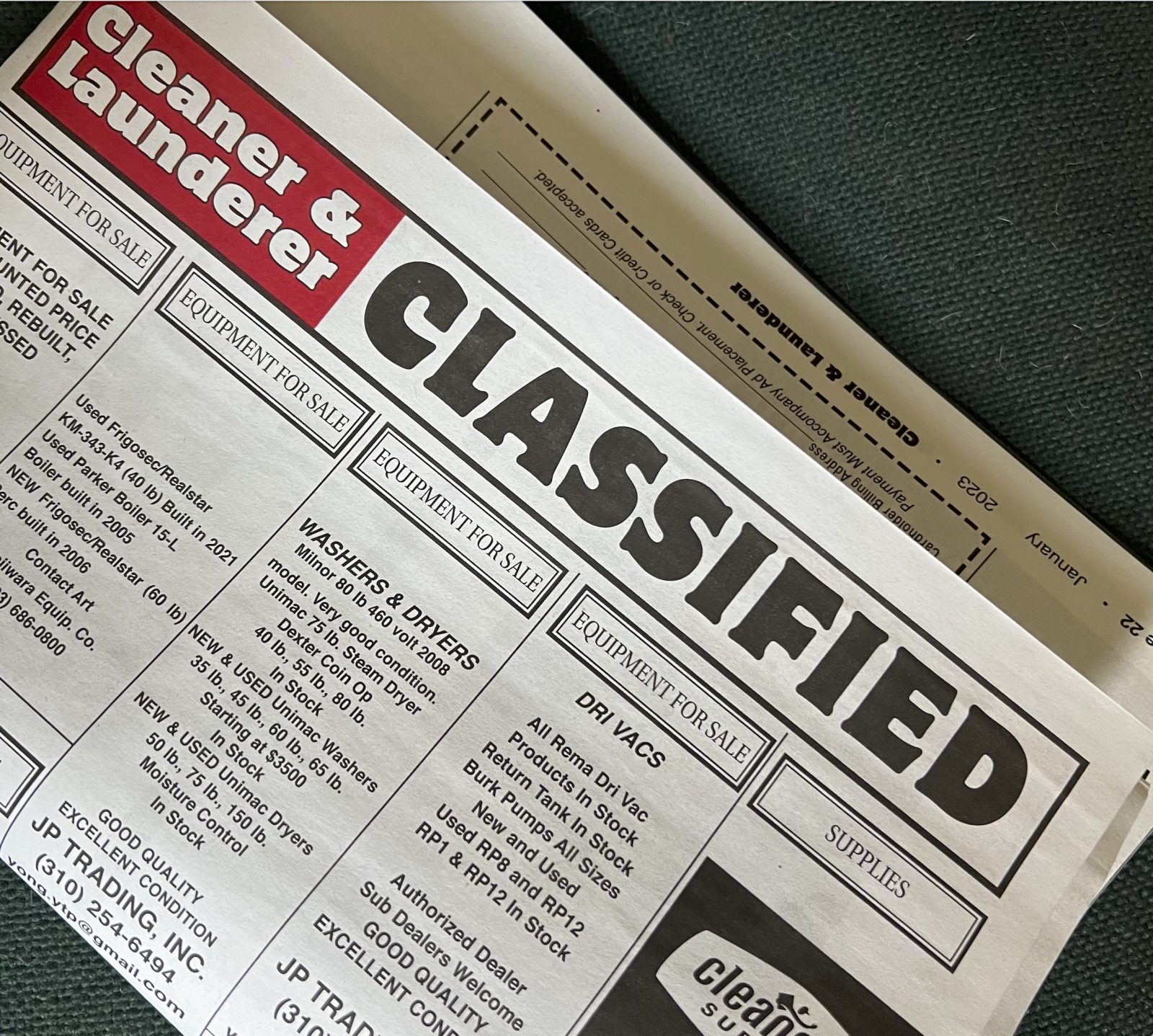 Cleaner & Launderer Classifieds January 2023
